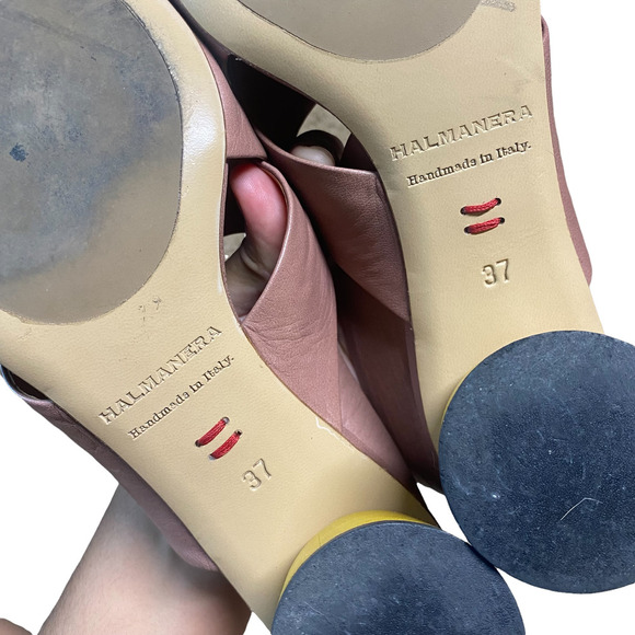 Halmanera pink crisscross yellow pump slingback sz 37 - Picture 7 of 13